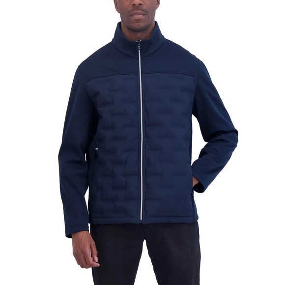 Nautica Men’s Mixed Media Jacket, Zippered Pockets, Blue, Small NWT - Picture 1 of 16